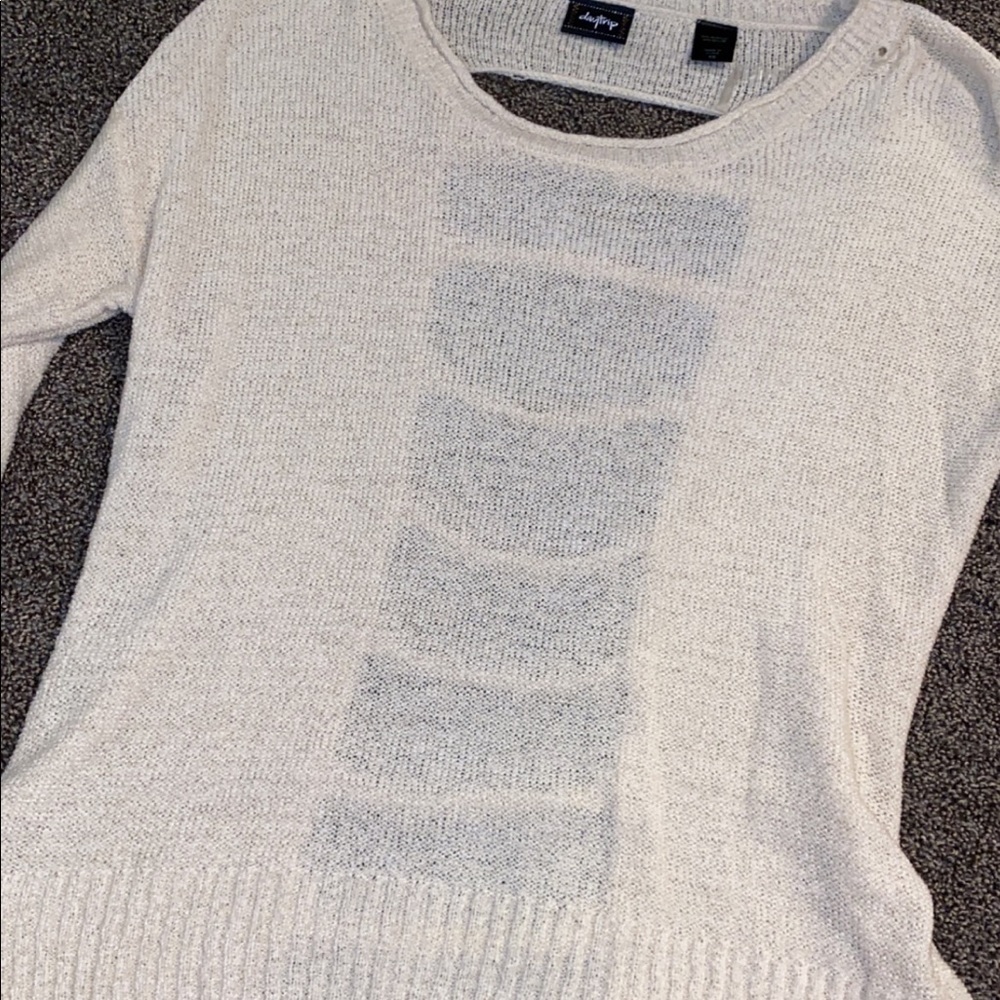 Buckle sweater cream open back